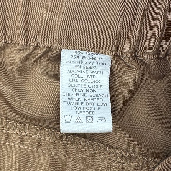 Belle Gray by Lisa Rinna Size L Taupe Light Brown Elastic Waist Pants - Picture 6 of 7